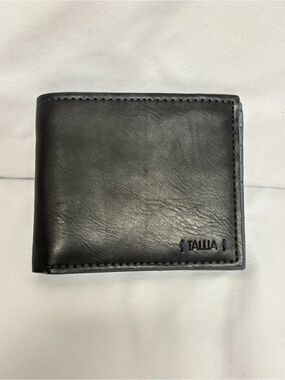 Tallia Genuine Leather Men’s Bi-Fold Wallet Card Holder Black Blue NEW No Box
